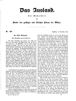 Das Ausland Sonntag 25. November 1860