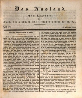 Das Ausland Sonntag 16. Februar 1834