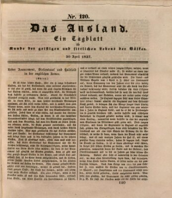 Das Ausland Sonntag 30. April 1837