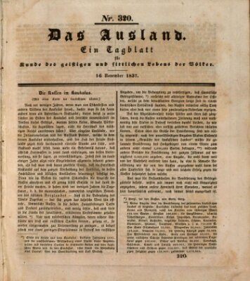 Das Ausland Donnerstag 16. November 1837