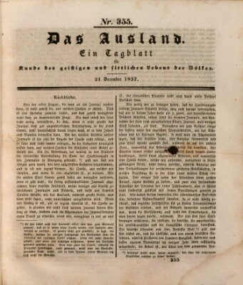 Das Ausland Donnerstag 21. Dezember 1837