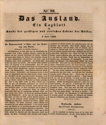 Das Ausland Dienstag 3. April 1838