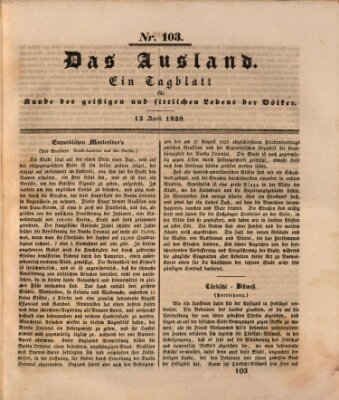 Das Ausland Freitag 13. April 1838