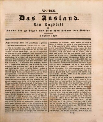 Das Ausland Montag 3. September 1838