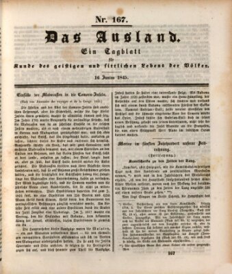 Das Ausland Montag 16. Juni 1845