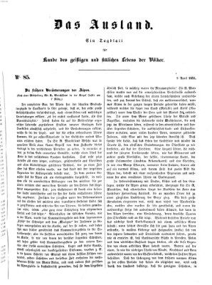 Das Ausland Mittwoch 9. April 1851