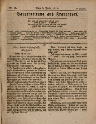 Bauern-Zeitung aus Frauendorf Samstag 6. Juli 1822