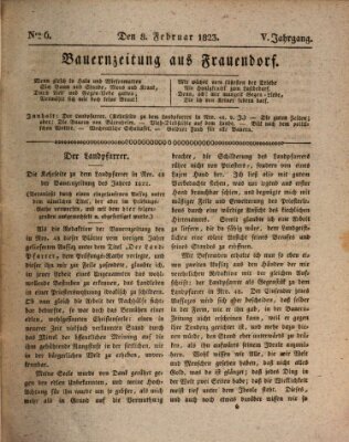 Bauern-Zeitung aus Frauendorf Samstag 8. Februar 1823