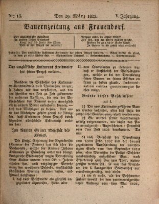 Bauern-Zeitung aus Frauendorf Samstag 29. März 1823