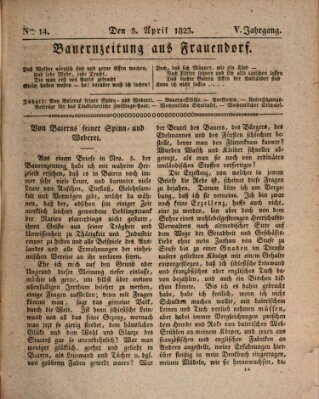Bauern-Zeitung aus Frauendorf Samstag 5. April 1823