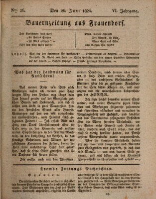 Bauern-Zeitung aus Frauendorf Samstag 26. Juni 1824