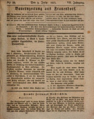 Bauern-Zeitung aus Frauendorf Samstag 9. Juli 1825