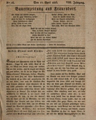 Bauern-Zeitung aus Frauendorf Montag 17. April 1826
