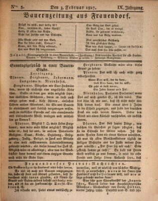 Bauern-Zeitung aus Frauendorf Samstag 3. Februar 1827