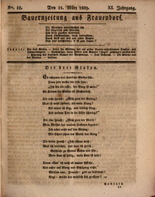 Bauern-Zeitung aus Frauendorf Samstag 21. März 1829