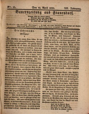 Bauern-Zeitung aus Frauendorf Montag 12. April 1830