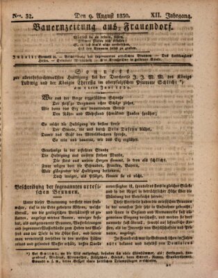 Bauern-Zeitung aus Frauendorf Montag 9. August 1830