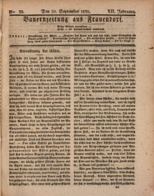 Bauern-Zeitung aus Frauendorf Montag 20. September 1830