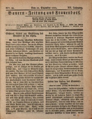 Bauern-Zeitung aus Frauendorf Freitag 31. Dezember 1830