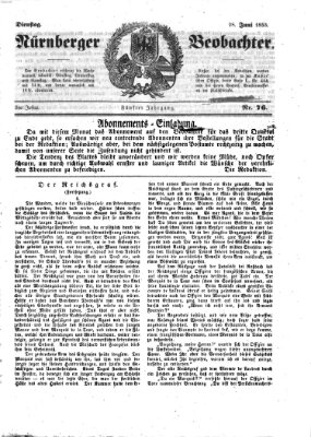 Nürnberger Beobachter Dienstag 28. Juni 1853