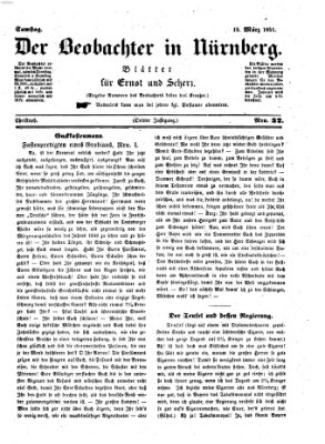 Der Beobachter in Nürnberg (Nürnberger Beobachter) Samstag 15. März 1851