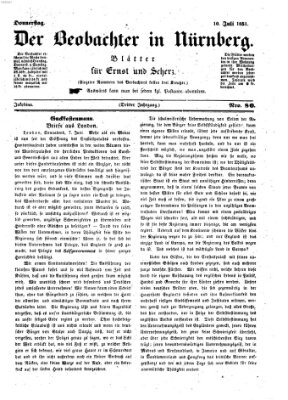 Der Beobachter in Nürnberg (Nürnberger Beobachter) Donnerstag 10. Juli 1851