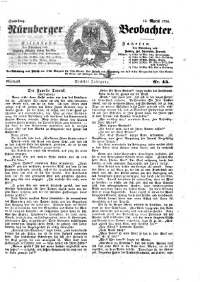 Nürnberger Beobachter Samstag 15. April 1854