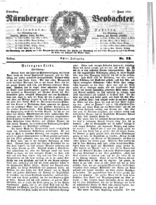 Nürnberger Beobachter Dienstag 17. Juni 1856
