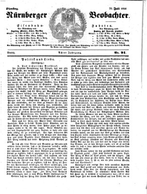 Nürnberger Beobachter Dienstag 29. Juli 1856