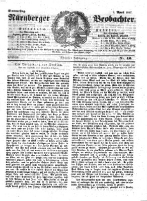 Nürnberger Beobachter Donnerstag 2. April 1857