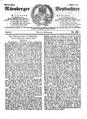 Nürnberger Beobachter Donnerstag 9. April 1857