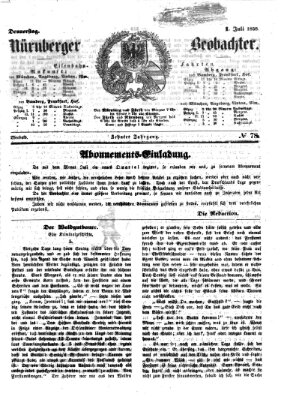 Nürnberger Beobachter Donnerstag 1. Juli 1858