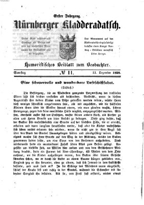 Nürnberger Kladderadatsch (Nürnberger Beobachter) Samstag 11. Dezember 1858