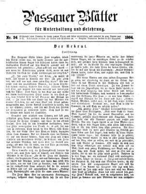 Passauer Blätter für Unterhaltung und Belehrung Sonntag 21. August 1864