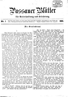 Passauer Blätter für Unterhaltung und Belehrung Sonntag 8. Januar 1865