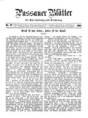 Passauer Blätter für Unterhaltung und Belehrung Sonntag 17. September 1865