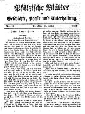 Pfälzische Blätter für Geschichte, Poesie und Unterhaltung (Zweibrücker Wochenblatt) Dienstag 25. Januar 1853