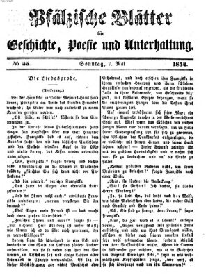 Pfälzische Blätter für Geschichte, Poesie und Unterhaltung (Zweibrücker Wochenblatt) Sonntag 7. Mai 1854