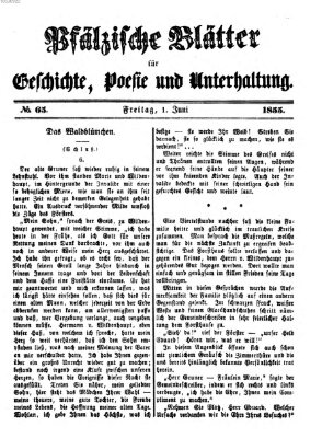 Pfälzische Blätter für Geschichte, Poesie und Unterhaltung (Zweibrücker Wochenblatt) Freitag 1. Juni 1855