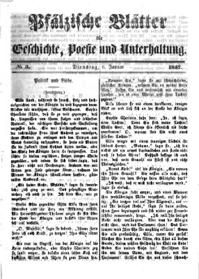 Pfälzische Blätter für Geschichte, Poesie und Unterhaltung (Zweibrücker Wochenblatt) Dienstag 6. Januar 1857