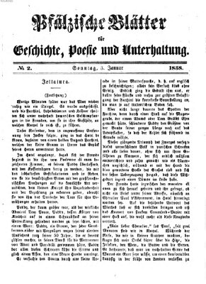 Pfälzische Blätter für Geschichte, Poesie und Unterhaltung (Zweibrücker Wochenblatt) Sonntag 3. Januar 1858