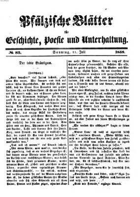Pfälzische Blätter für Geschichte, Poesie und Unterhaltung (Zweibrücker Wochenblatt) Sonntag 11. Juli 1858