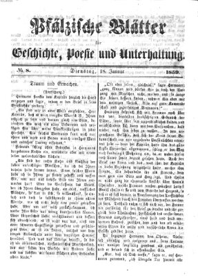 Pfälzische Blätter für Geschichte, Poesie und Unterhaltung (Zweibrücker Wochenblatt) Dienstag 18. Januar 1859