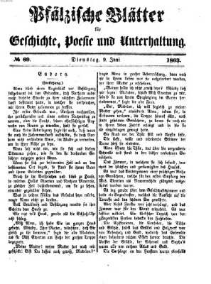 Pfälzische Blätter für Geschichte, Poesie und Unterhaltung (Zweibrücker Wochenblatt) Dienstag 9. Juni 1863