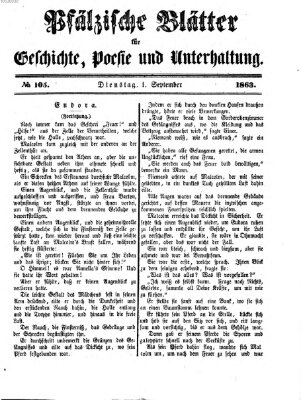 Pfälzische Blätter für Geschichte, Poesie und Unterhaltung (Zweibrücker Wochenblatt) Dienstag 1. September 1863