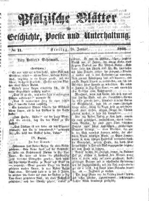 Pfälzische Blätter für Geschichte, Poesie und Unterhaltung (Zweibrücker Wochenblatt) Freitag 26. Januar 1866