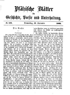 Pfälzische Blätter für Geschichte, Poesie und Unterhaltung (Zweibrücker Wochenblatt) Donnerstag 30. September 1869