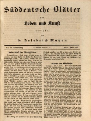 Süddeutsche Blätter für Leben, Wissenschaft und Kunst Donnerstag 6. Juli 1837