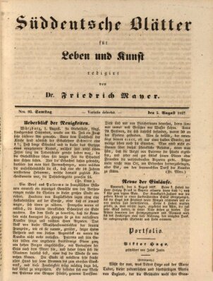 Süddeutsche Blätter für Leben, Wissenschaft und Kunst Samstag 5. August 1837