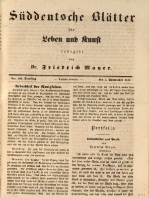 Süddeutsche Blätter für Leben, Wissenschaft und Kunst Dienstag 5. September 1837